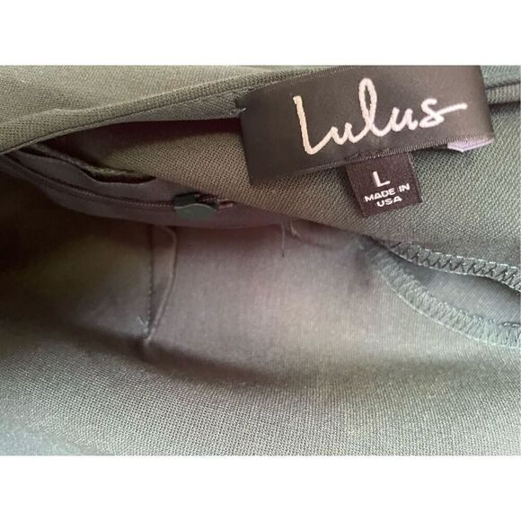 NWT Lulus Olive Green Open Back Long Sleeve Round Neck Dress Size L Party Knee L - Picture 11 of 16